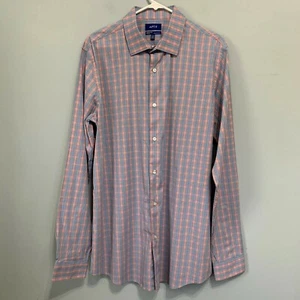 Apt. 9 Plaid Pink Blue Button Up Shirt Long Sleeve Reg Fit Large 16-16-1/2 36/37 - Picture 1 of 10