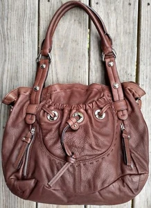 Bolso de mano/cartera de cuero marrón B. Makovsy - Imagen 1 de 12
