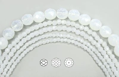 Cuentas de vidrio facetadas redondas pulidas al fuego checas en ópalo blanco color lechoso 4 - 14 mm Foto 1 de 4