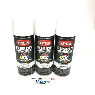 KRYLON 2730-3 PACK FLAT WHITE All-In-One Fusion Paint & Primer - No-Peel - 12 oz - Image 1 of 3