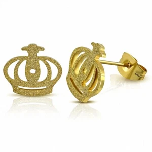 Ohrringe Stecker Gold Princess Crown aus Edelstahl Beschichtet Farbe - Bild 1 von 1