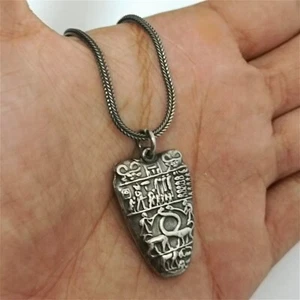 Colgante egipcio de plata 925 hecho a mano - amuleto antiguo con jeroglíficos - Imagen 1 de 7