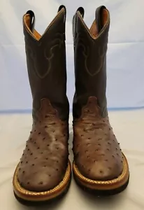 Alex Ross Full Quill Brown Ostrich Boots Round Toe Ladies Size 9 M - Picture 1 of 12