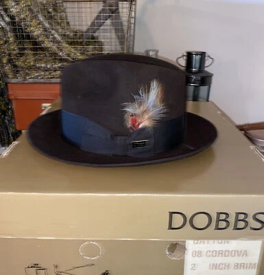 Dobbs Dayton Cordova Brown Fur Felt Hat Fedora USA Made 6-3/4 With Box - Image 1 of 4