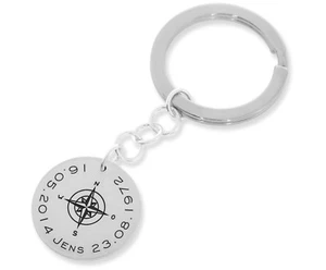 Llavero Grabado GPS Coordenadas Brújula Plata 925 Regalo Hombre - Imagen 1 de 4