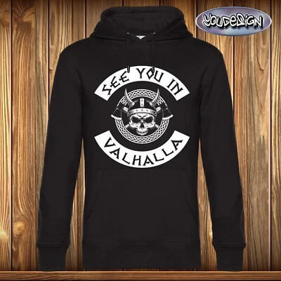 See You In Valhalla Hoodie Wikinger Viking Thor Ragnar Odin North Kapuzenpulli - Bild 1 von 2