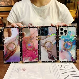 Bling Water Paint Square Phone Case For iPhone Huawei OPPO Motorola Google LG 