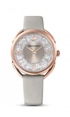 Reloj Swarovski Cristalino Glamour Correa Cuero, Gris/Oro Rosa. 35mm/19cm. Foto 1 de 4