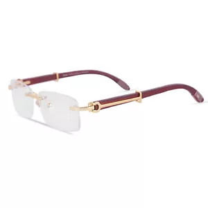 Luxury men Eyeglass GOLD wood /metal Frame Rx-able Spectacles Glasses 55-18-140 - Picture 1 of 9