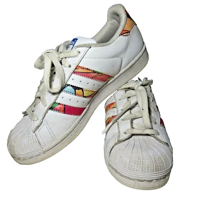 Adidas Superstar Sneakers Women's 6.5 White Blue Floral Banana Farm Print - Image 1 of 4