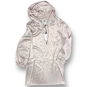 NEW! Milly Minis Youth Girl Size 14 Boutique Hammered Satin Hoodie Dress - Picture 1 of 3