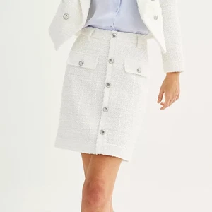 NEW Women's Nine West Tweed 2-piece dress suit: white skirt & jacket, size XXL - Picture 1 of 8