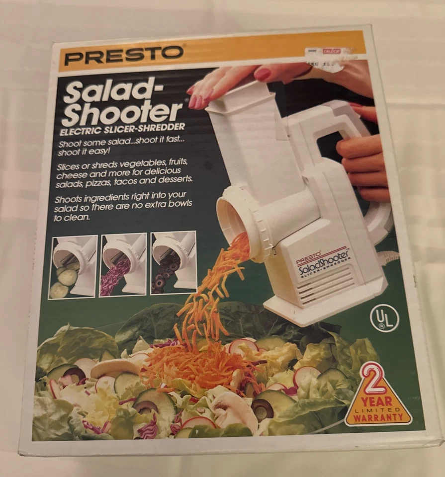 New! VINTAGE PRESTO SALAD SHOOTER ELECTRIC SLICER/SHREDDER - NEW - 1989 - Image 1 of 4
