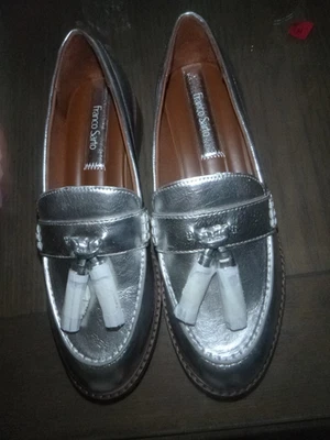Women''s Franco Sarto Metallic Silver Carolyn Low Tassel Loafer Shoe Sz 8M - image 1 of 4