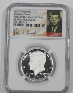 2019-S Kennedy Silver Half Dollar NGC PROOF 70 ULT CAM First Day of Issue - Picture 1 of 4