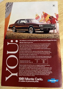 1981 Chevrolet Monte Carlo Vintage Original Print Ad - Picture 1 of 10
