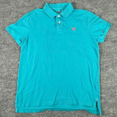 Camisa Polo Retro American Eagle Outfitters Calce Clásico Turquesa Grande Preppy Foto 1 de 4