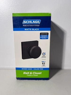 Perilla de puerta Schlage Bowery negro mate para pasillo/armario ENVÍO GRATUITO NUEVO Foto 1 de 4