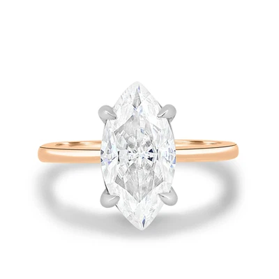 Diamond Gold Ring IGI GIA HRD Lab Grown Marquise Cut 1.50 Ct 18K Multi Tone Band - Image 1 of 4