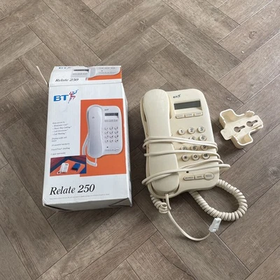 BT Relate 250 Vintage Push Button Landline Phone Box Cream Prop TV Film Retro - Image 1 of 3