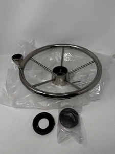 YaeMarine Stainless Steel Boat Steering Wheel 5 Spoke 13-1/2" Dia Destroyer S... - Picture 1 of 12