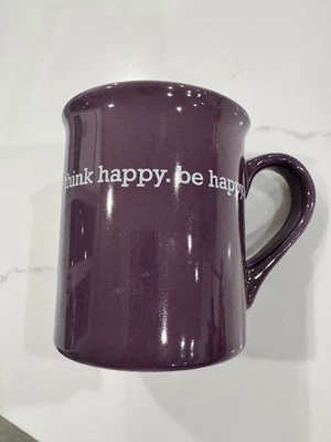 Love Your Mug "THINK HAPPY. SÉ FELIZ."  morado, excelente estado Foto 1 de 4