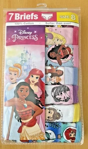 Disney Princess 7-Pk Briefs Girls Panties Underwear Size 8 100% Cotton - Picture 1 of 2