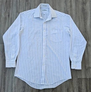Vtg 70s Sears Robuck Co Mens Sz 15 Button Down White Shirt Long Sleeve Striped - Picture 1 of 9