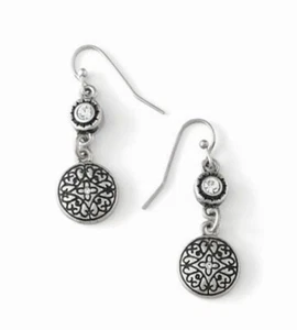 Lia Sophia "Scrapbook" Matte Silver Tone Cut Crystals Drop Dangle Earrings - Picture 1 of 4