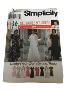 Simplicity Sewing Pattern 7163 Full Figure Solutions Long Dress Robe 18W-24W UC - Picture 1 of 7