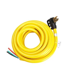 30FT 50 Amp Male Plug RV/Generator Power Cord Bare Wire Loose End Plug W/Handles - Picture 1 of 5