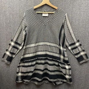 Vestido túnica Cecilie Copenhagen para mujer M negro mezclado geométrico Lagenlook playa - Imagen 1 de 9