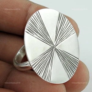 Indiano Artigianale Gioielli 925 Argento Sterling Massiccio Misura Anello 6.5 - Foto 1 di 7