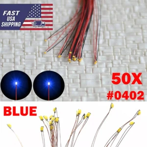 50PCS Pre Wired Blue #0402 SMD LEDs Lighting Kits Pre-soldered Micro LEDs - Picture 1 of 16
