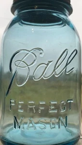 Vintage Blue BALL PERFECT MASON #14 Very Rare!! Highly Collectible - Picture 1 of 3
