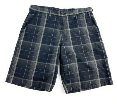 Pantalones cortos de golf Champions Tour para hombre frente plano 100 % poliéster negros a cuadros 34 Foto 1 de 4