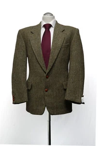 Harris Tweed Jacket Suit Jacket 24 Green Olive Mottled Single Row 2-Knopf - Picture 1 of 5