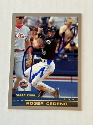 Cartão autografado autêntico Roger Cedeno 2000 Topps New York Mets Venez - Imagem 1 de 3