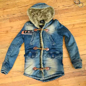 Men's Denim Hooded Toggle Coat iga Fashion - Picture 1 of 5