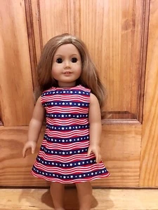 Fits 18" American girl Doll Clothes Patriotic Modern Summer Casual Dress Only - Picture 1 of 4