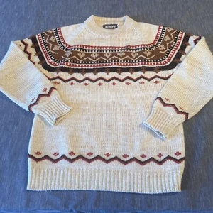 Selkirk Vintage Acryl Fair Isle gemustert beige braun rot Erwachsene M Rollkragen - Bild 1 von 10