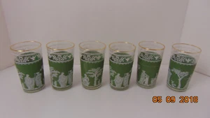 LOTE 6 VASOS FIGURATIVOS VINTAGE VERDE SALVIA BLANCO AÑOS 50 O 60 - 5" - Imagen 1 de 7