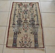 Accent Handmade Carpet 2.5x4 ft Distressed Rug Vintage Oushak Muted Runner C36