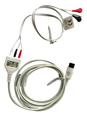 3 Lead ECG EKG Cable 6 Pin Medical Patient Monitor Compatible DIN Snap AHA 12ft - Image 1 of 4