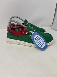 Zapatos sin cordones para mujer Hey Dude Wendy Holiday Elf talla 7 verde rojo - Imagen 1 de 5