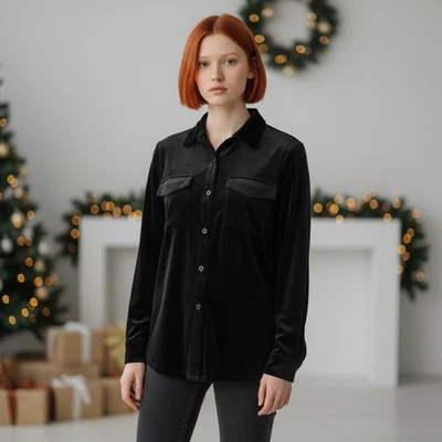 复古电缆和规格运动黑色天鹅绒巴顿上衣,尺寸 S Y2K 优雅 Goth Grunge — 第 1/4 张图片