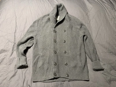 Cárdigan Suéter Express Tejido Pesado Cuello Chal Gris Botón Frontal Para Hombre’s L Foto 1 de 4