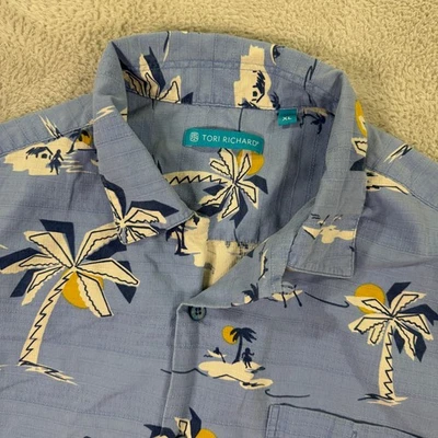 Tori Richard XL Hawaiian Shirt Mens Palm Tree Silk Cotton Blend Island Casual - Image 1 of 4