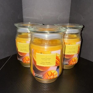 Lot Of 3 “17 Oz” Juicy Mango Scented Jar Candle by Ashland Discontinued New - Picture 1 of 2