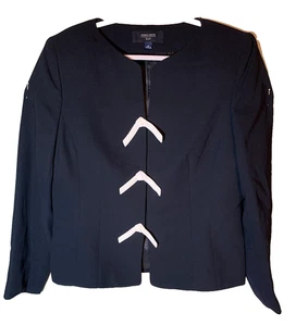 Jones Wear Womens Black White Bows Suit Jacket Size 12 - Picture 1 of 15